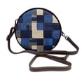 thumbnail image 1 of Leather Shoulder Round Bag 7.1×2.36in Fashion Casual Crossbody Bag Shoulder Bag For Work Travel Business Shopping Date Plaid Fall Camo Royalblue_3, 1 of 5
