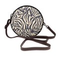 thumbnail image 1 of Leather Shoulder Round Bag 7.1×2.36in Fashion Casual Crossbody Bag Shoulder Bag For Work Travel Business Shopping Date Zebra Skin Print Style Navy_4, 1 of 5