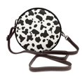 thumbnail image 1 of Leather Shoulder Round Bag 7.1×2.36in Fashion Casual Crossbody Bag Shoulder Bag For Work Travel Business Shopping Date Simple Cow Print Pattern, Vector Art Style_3, 1 of 5