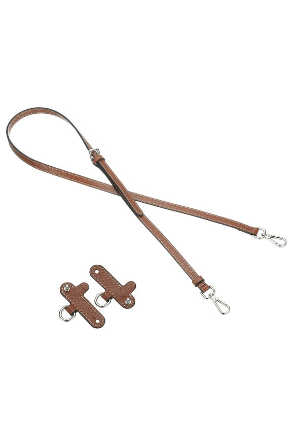Leather Shoulder Strap, Adjustable Purse Straps Replacement Kit with Clasp for Handbag, Brown