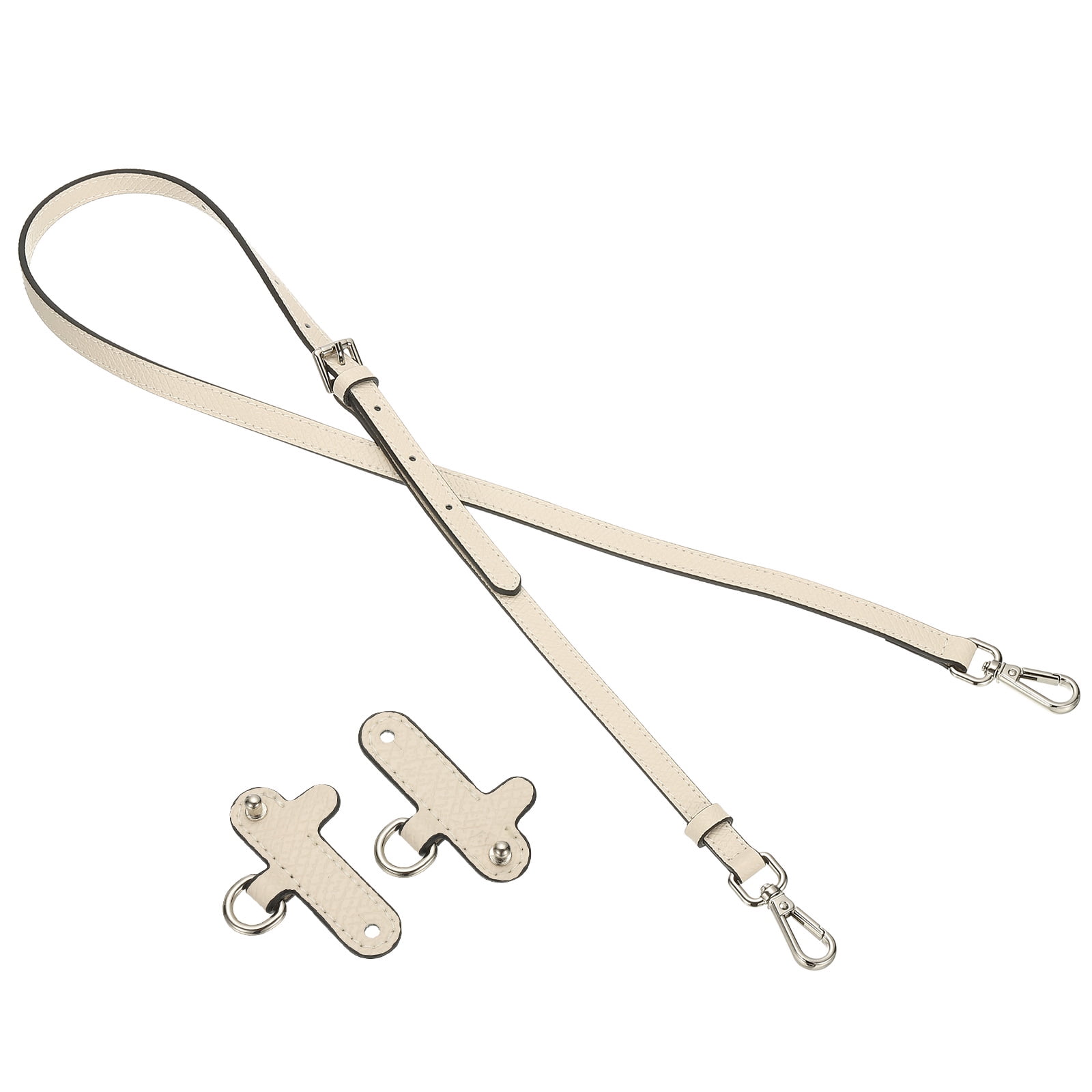 Leather Shoulder Strap, Adjustable Purse Straps Replacement Kit with Clasp for Handbag, Cream White