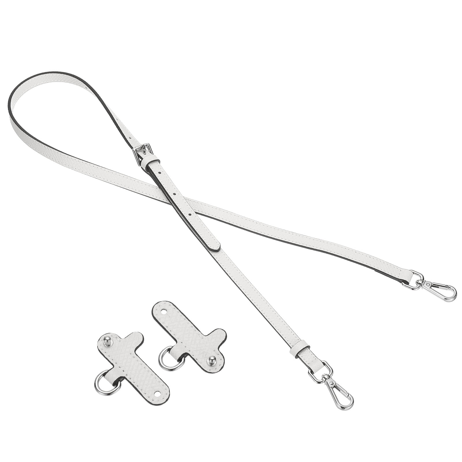 Leather Shoulder Strap, Adjustable Purse Straps Replacement Kit with Clasp for Handbag, White