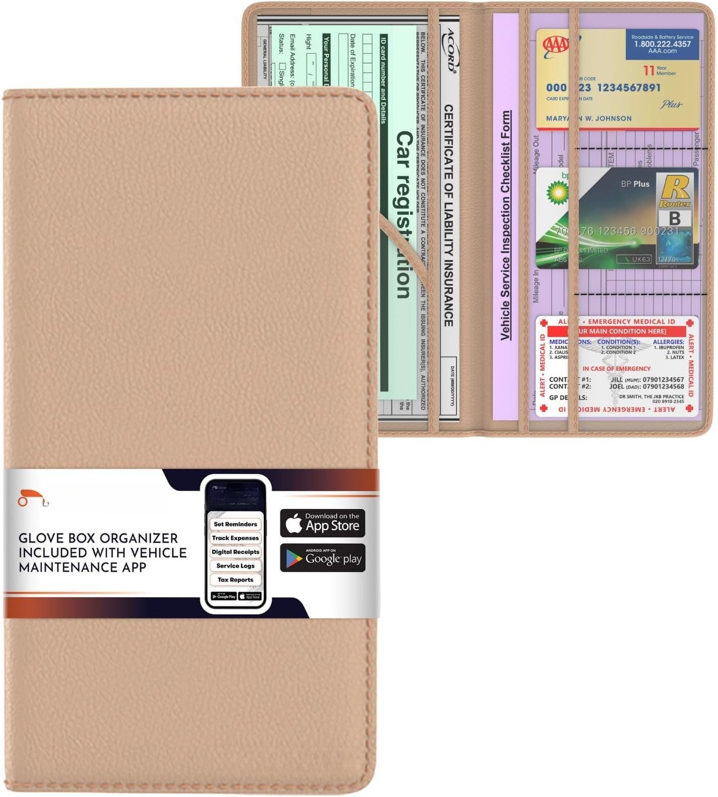 Registration Rack Folder Leather Shut Registration & Card Holder, Glove Box Organizer for ...