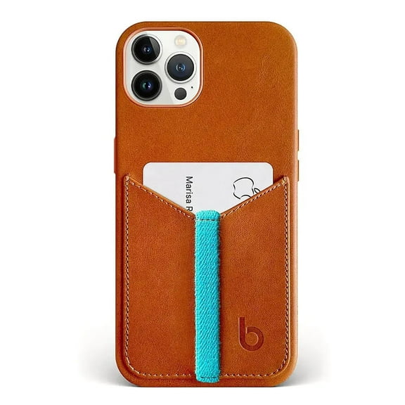 Leather Single Pocket Wallet Case for iPhone 13 Pro Tan