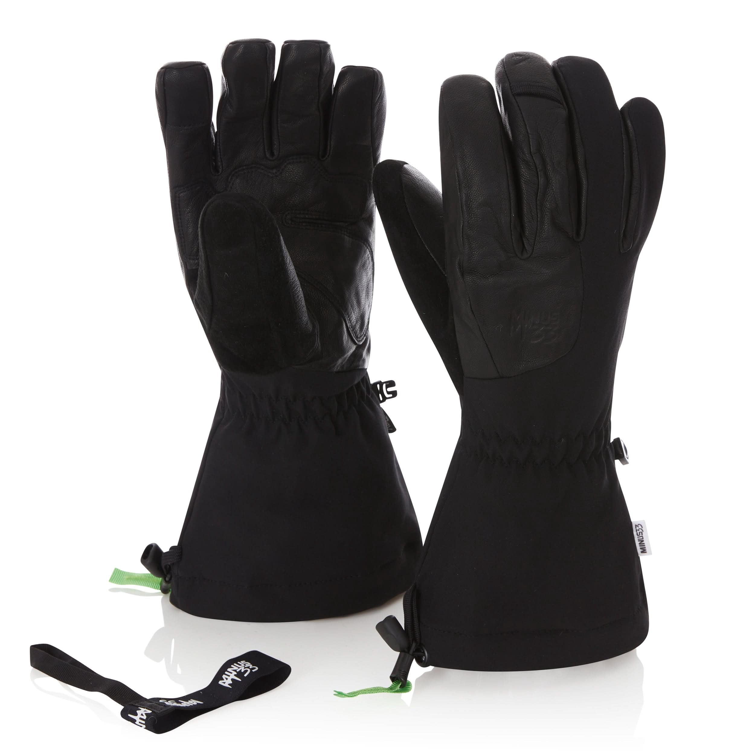 Leather Ski Glove - Warm Breathable Winter Gloves for Snow Sports - Wool Insulation - Classic Snowboarding Gloves - Black - Small