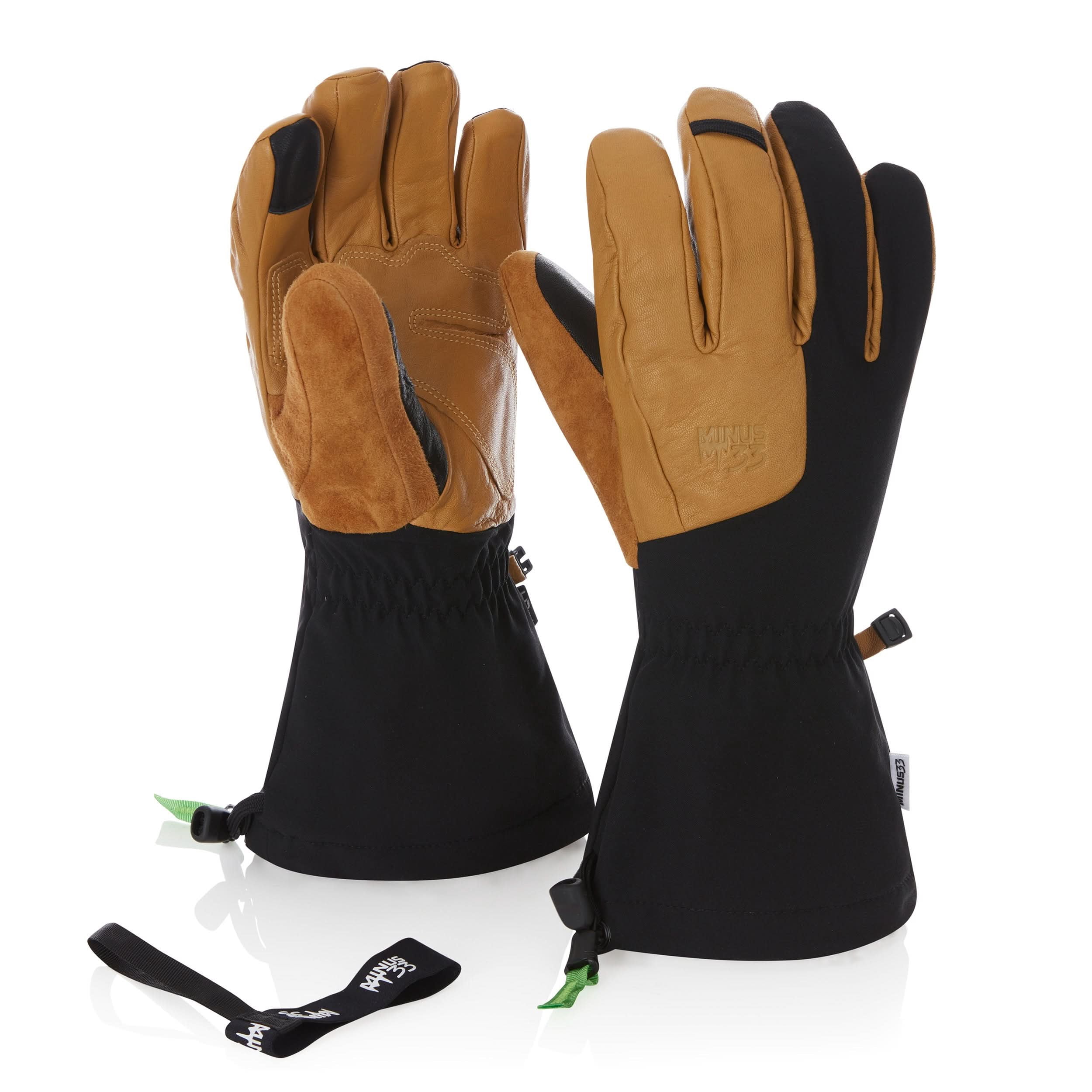 Leather Ski Glove - Warm Breathable Winter Gloves for Snow Sports - Wool Insulation - Classic Snowboarding Gloves - Tan/Black - X-Large