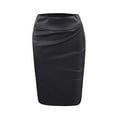 thumbnail image 1 of Leather Skirts for Women Knee Length Elastic Waist Bodycon Pencil Skirt Sexy Midi Skirt Evening Party Clubwear, 1 of 4
