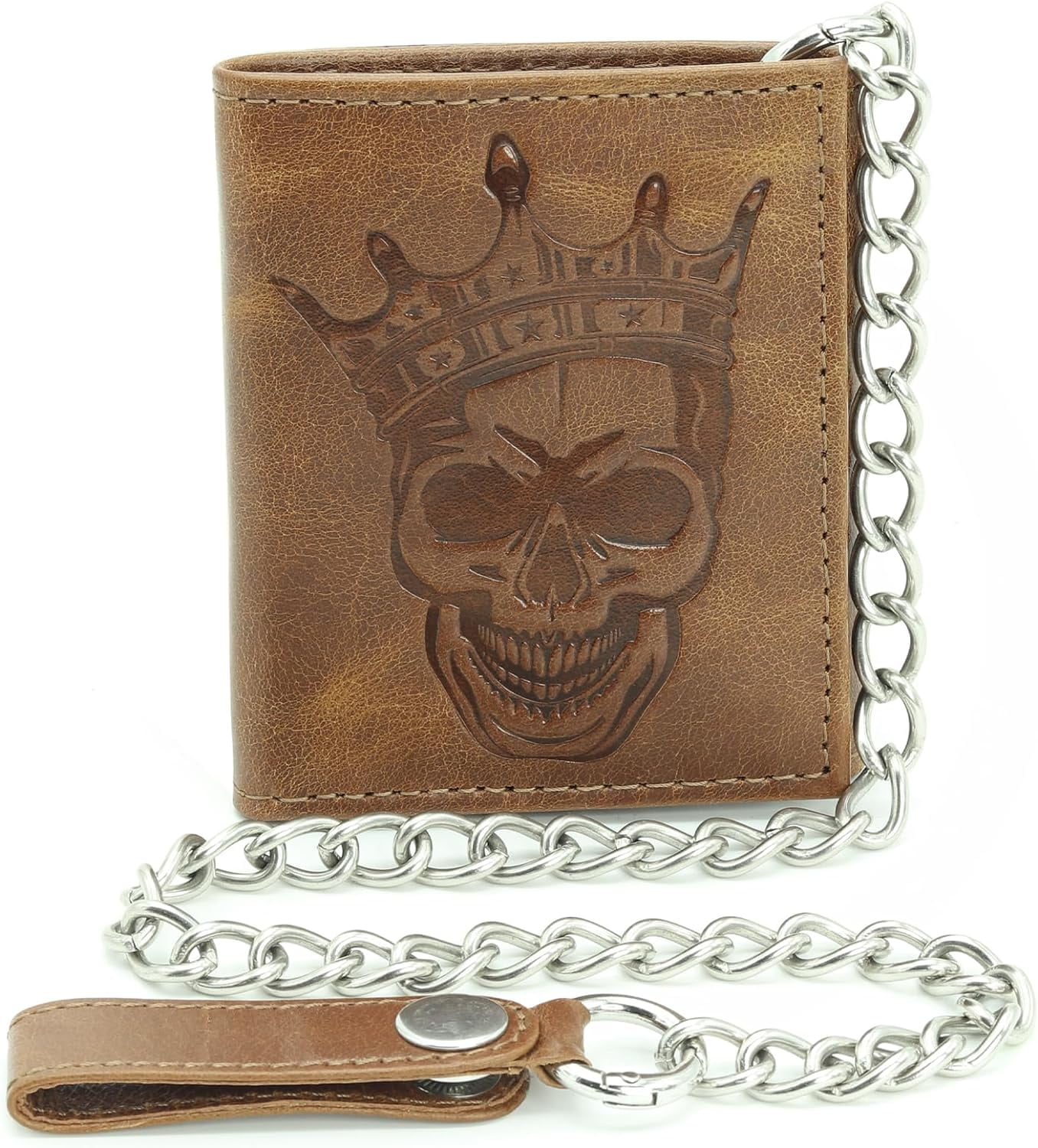 RAW HYD Trifold Chain Wallets for Men with Skull Design RAW HYD Trifold Chain Wallets for Men with Skull Design