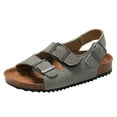 thumbnail image 1 of Leather Slides For Kids - Natural Cork Footbed Summer Sandals Beach Slide Sandals for Girls & Boys - Non-Slip Boys & Girls Sandals Toddler Dress Shoes For Girls Size 9, 1 of 9