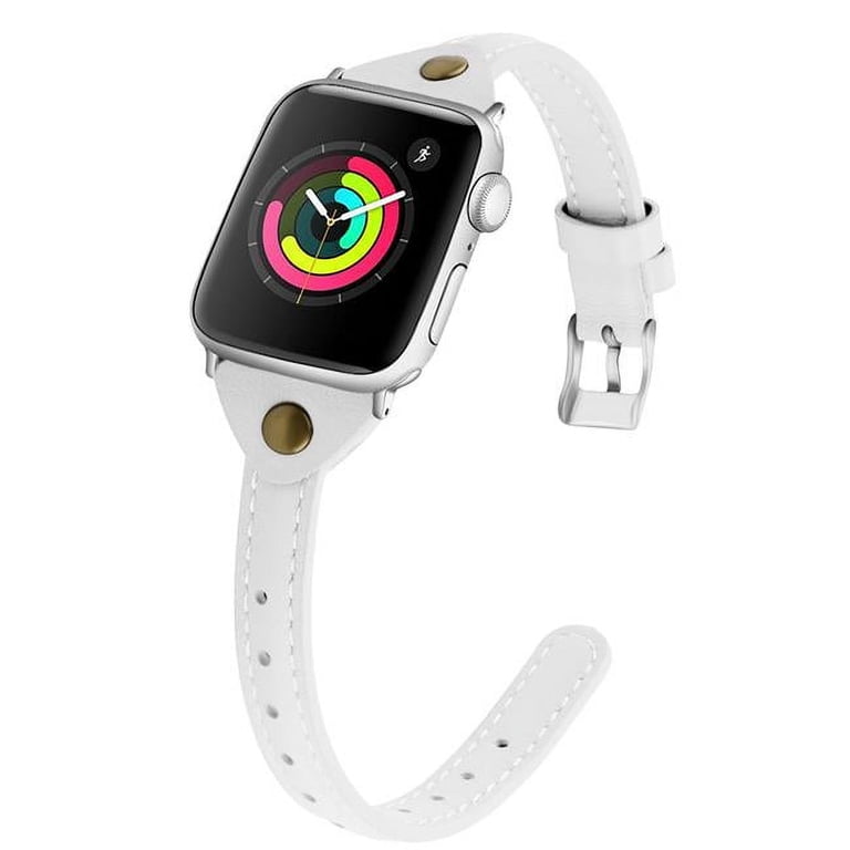 Leather Slim Band for 38, 40 & 41mm Apple Watch - White  display picture 3