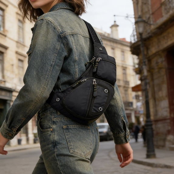 Leather Sling Bag Crossbody Backpack for Men Women Travel Outdoor Sports Hiking Camping Shoulder Chest Day Pack