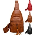 thumbnail image 1 of Leather Sling Bag For Women Waterproof Crossbody Bag Chest Bag Fashionable Small Backpack Purse For Travel Hiking, 1 of 11