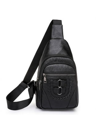 Tepilte Sling Purse for Men Women Plaid Crossbody Backpack Unisex Chest Shoulder  Bag Vegan Leather Travel Daypack 