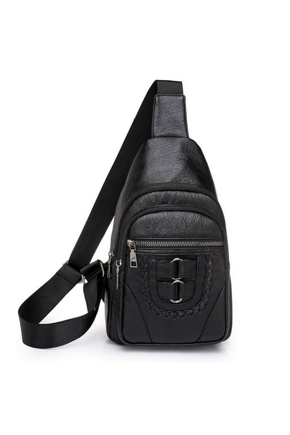 Leather Sling Bag Purse for Women Chest Crossbody Shoulder Bags Travel Daypack for Men and Women Brown Big