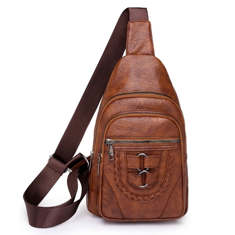 Leather Sling Bag Purse for Women Chest Crossbody Shoulder  display picture 2