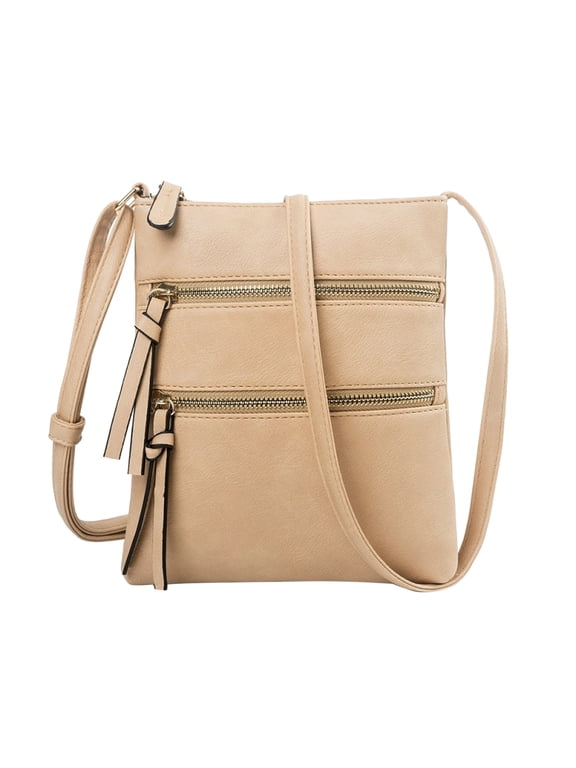 Leather Small Crossbody Purses for Women Travel Cross Body Bags Lightweight with Adjustable Shoulder Strap Large Capacity Solid Color Brown