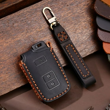 Leather Smart Car Key Cover Case Fob Holder for Toyota 4 Runner for Tundra Black