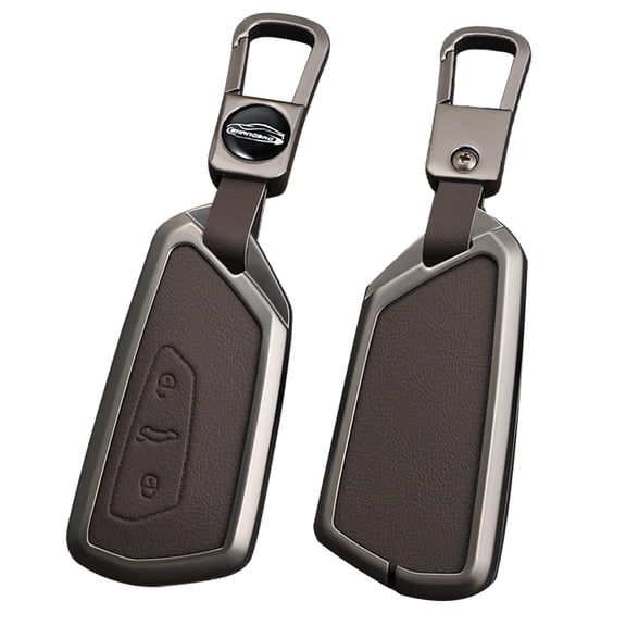 Leather Smart Car Key Fob Cover for VW Volkswagen ID3 ID4 MK8 Golf 8 GTI Skoda Octavia Metal Key Case for Golf 8 Key Case Holder Protector Metal Keychain