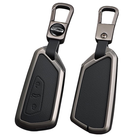 Leather Smart Car Key Fob Cover for VW Volkswagen ID3 ID4 MK8 Golf 8 GTI Skoda Octavia Metal Key Case for Golf 8 Key Case Holder Protector Metal Keychain