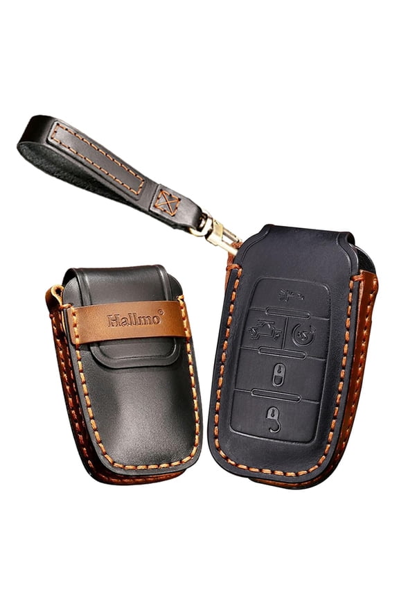 Leather Smart Key Fob Case Cover Protector Compatible with RAM 1500, RAM 2500, RAM 3500 2024 Smart Key Cover Keychain 5 Button