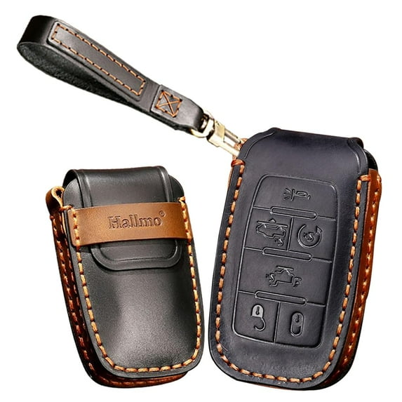Leather Smart Key Fob Case Cover Protector Compatible with RAM 1500, RAM 2500, RAM 3500 2024 Smart Key Cover Keychain 6 Button