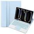 thumbnail image 1 of Leather Smart Stand Case Cover with Pencil Holder Wireless Bluetooth Touch Keyboard for iPad Pro 11 inch M4 2024 A2836 A2837 A3006 Blue, 1 of 5