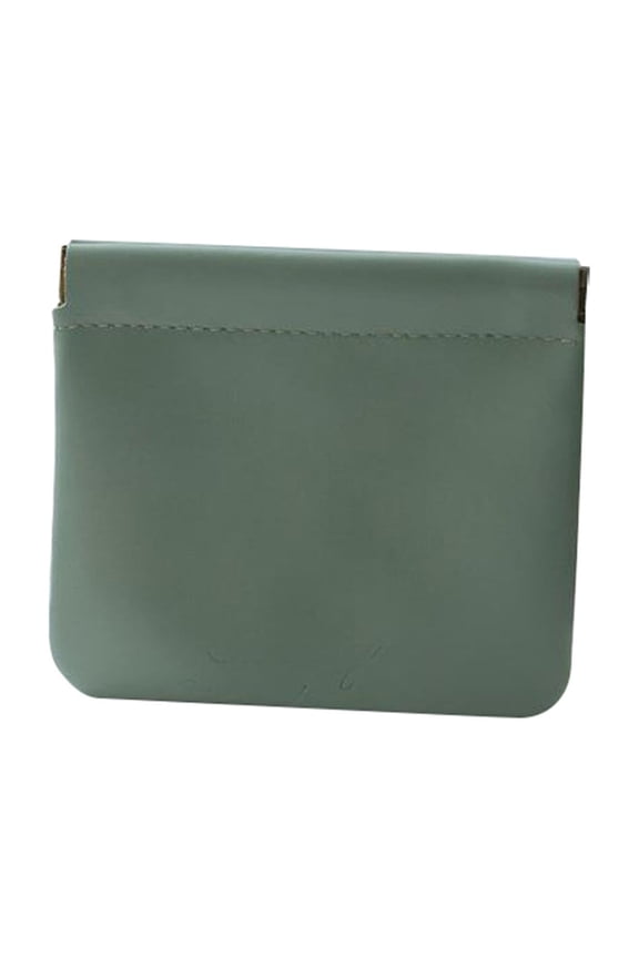 Leather Snap Closure Organizer Pouch Olive Green 4.7x4.3 Inch Zipper Coin Purse For Cash Makeup Cables Travel EDC Small Bag 1PC