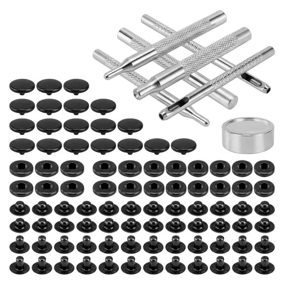 Leather Snaps and Fasteners Kit, 40 Sets 15mm Metal Snap Buttons with Install Tools, Sewing Snaps for Clothing Fabric Leather Jackets Bags, DIY Crafting Supplies, Black