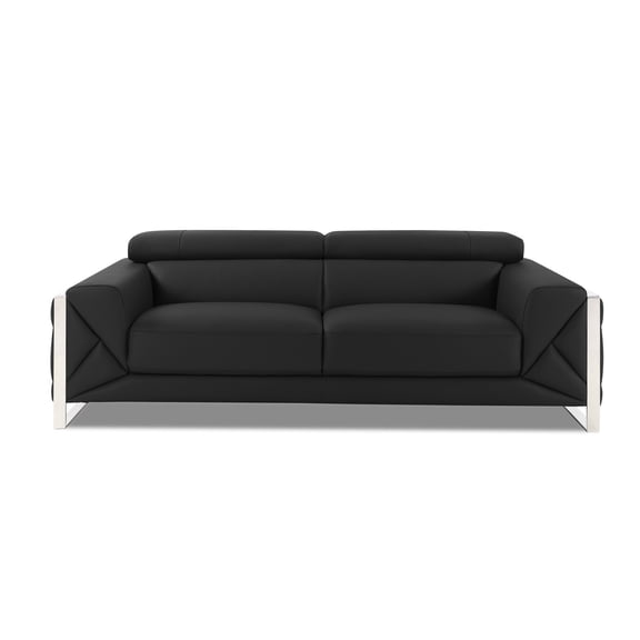 Leather Sofa with Chrome Legs and Large Depth / Spacious Seating for Big Families