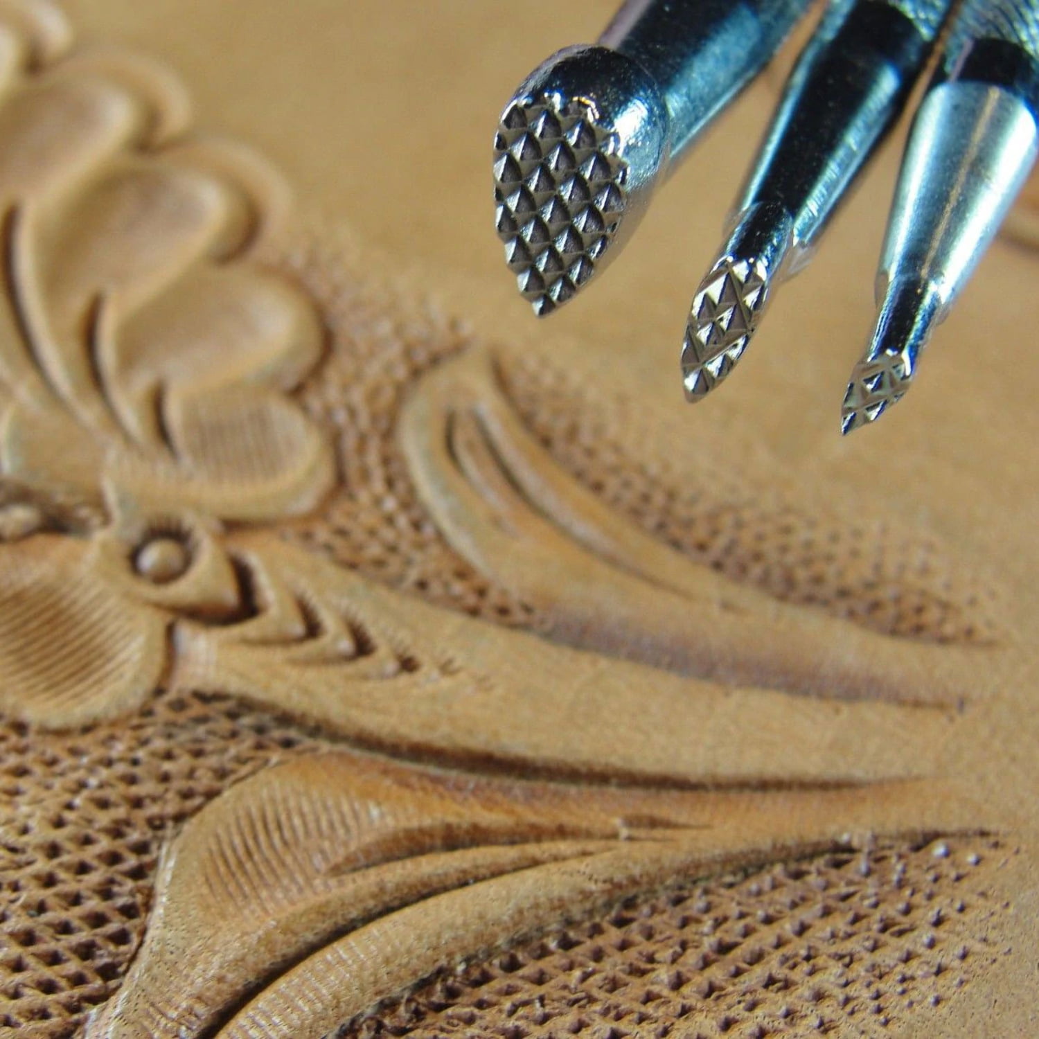 Leather Stamping Tools, Coarse Checkered Background Stamps, Set of 3