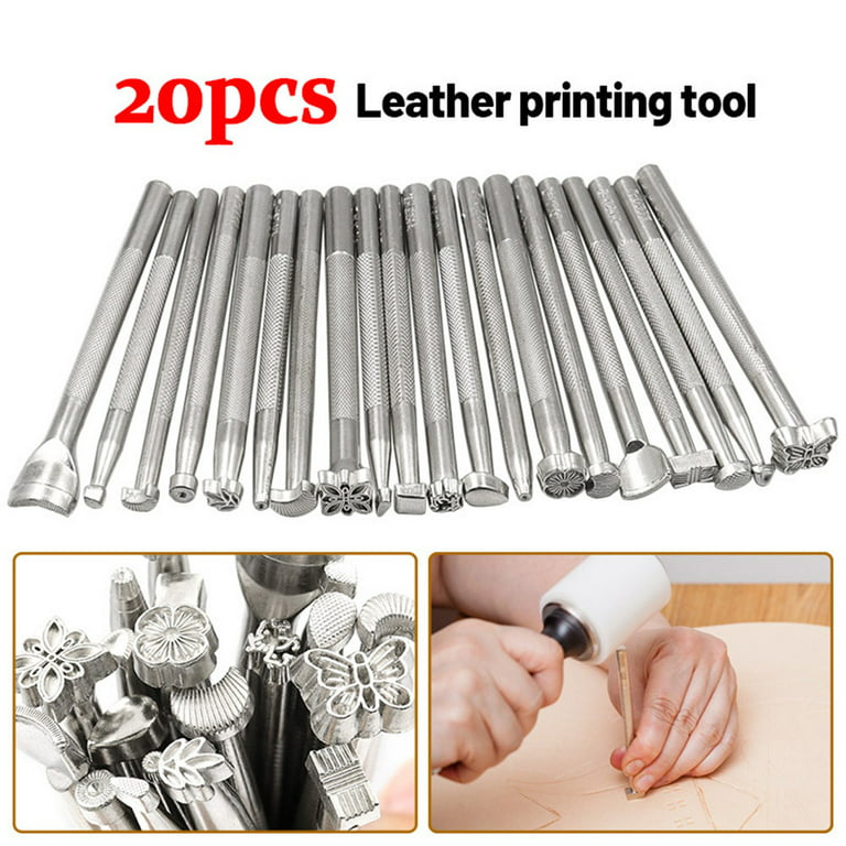 33 PCS Leather Stamping Tool Set, 32 PCS Leather Stamps Patterns 1 Stamping  Handle for Leather Craft 