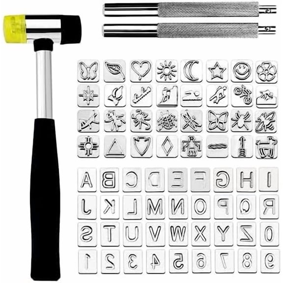 Leather Stamping Tools with Rubber Hammer Saddle Making Stamp Punch Set