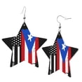 thumbnail image 1 of Leather Star Hook Earrings America Puerto-Rico Flag Print Earring Dangle Drop Earring For Women, 1 of 6