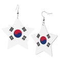 thumbnail image 1 of Leather Star Hook Earrings South Korean Flag Print Earring Dangle Drop Earring For Women, 1 of 6