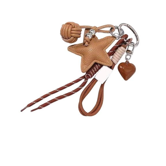 Leather Star and Heart Keychain Bag Charm Sweet Edgy Styles Accessory for Bags Backpacks Purses
