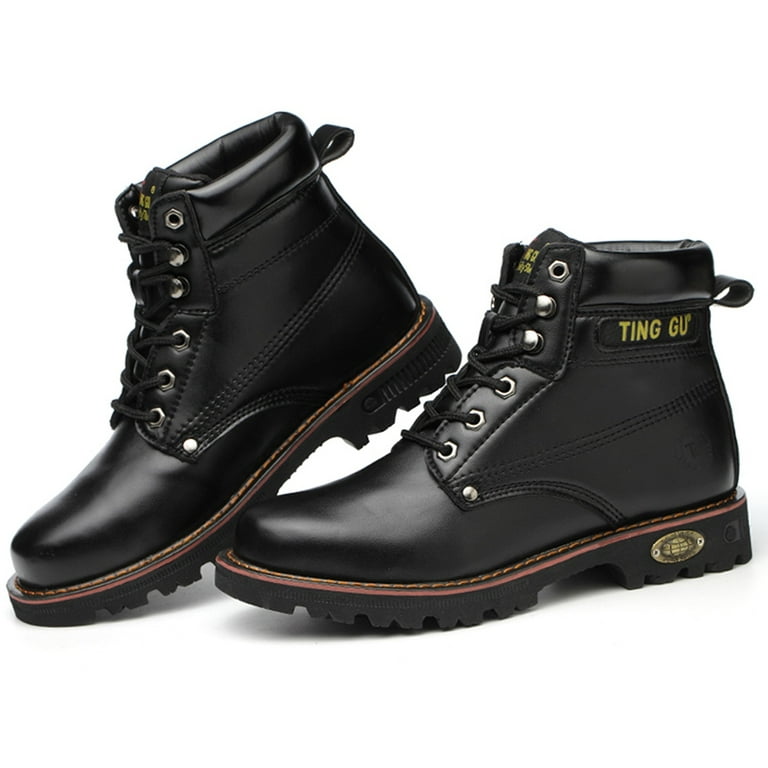Leather Steel Toe Work Boots for Men Waterproof Safety Shoes