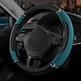 thumbnail image 1 of Leather Steering Wheel Cover - Made with PVC Leather - Anti-Slip, Universal Fit 14 1/2 inches to 15 inches - Dark Blue, 1 of 16