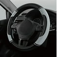 thumbnail image 1 of Leather Steering Wheel Cover - Made with PVC Leather - Anti-Slip, Universal Fit 14 1/2 inches to 15 inches - Gray, 1 of 16