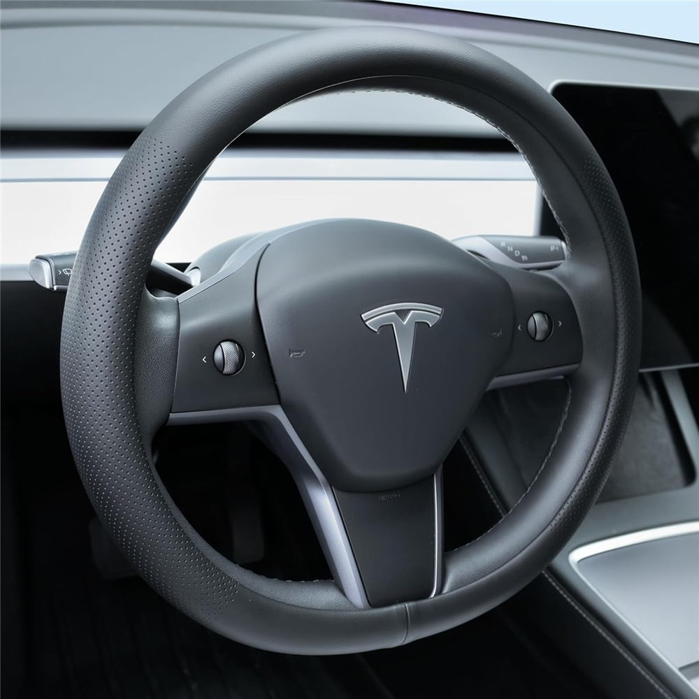 Leather Steering Wheel Cover Suitable For Tesla Model3/Y 2016-2025 2026 ...