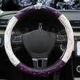 thumbnail image 1 of Leather Steering Wheel Cover Women Crystal Rhinestones Diamond Steering Covers Protector 15 Inch Non Slip Car Accessory Universal Fit Most Car, Purple White, 1 of 7