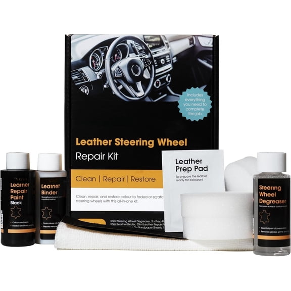 Leather Steering Wheel Repair Kit | Kit to Repair Tears, Scuffs, & Leather Steering Wheels