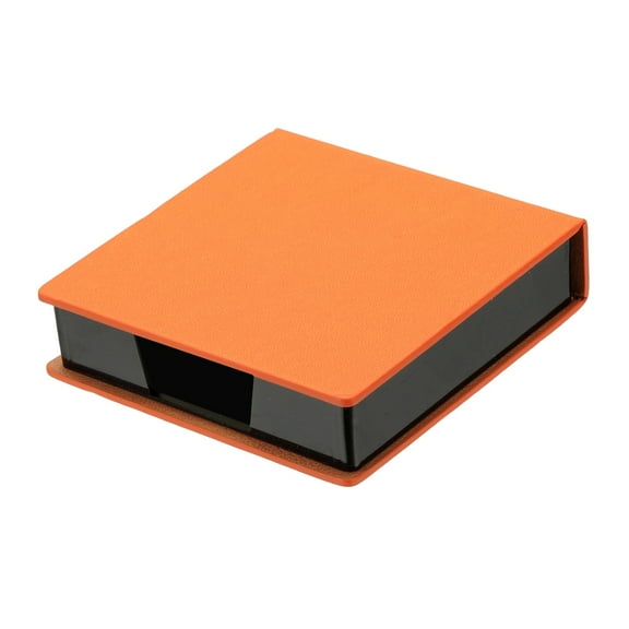 Leather Sticky Notes Holder, 4x4" Sticky Pads Dispenser Business Card Holder Memo Pad Organizer for Desk Home Office Books Notebook, Orange