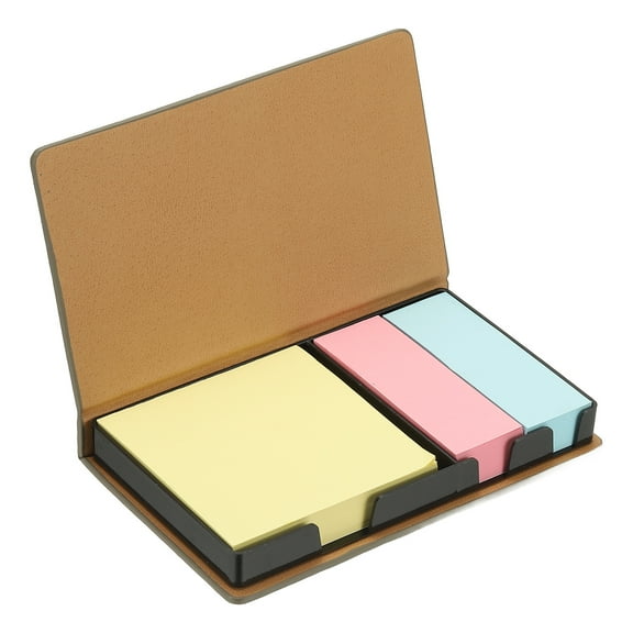 Leather Sticky Notes Holder, Post Notes Holder Storage Box Desktop Mini Case Business Card Holder Memo Pad Organizer for Desk Home Office Books Notebook, Gray