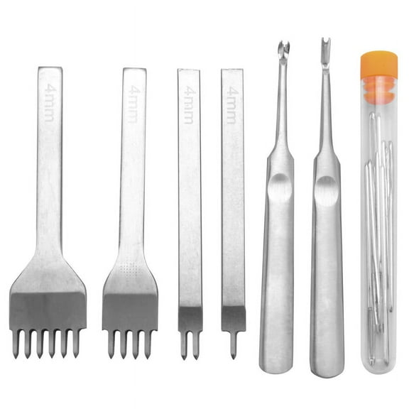Leather Stitching Chisel Set, Lacing Punch, Groover Beveler and Sewing Needles, Crafts Tool