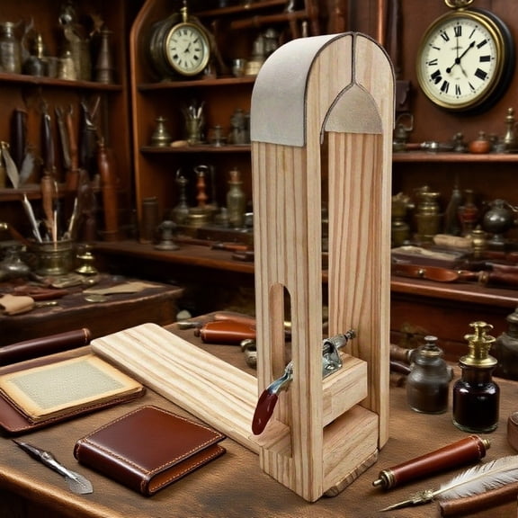 Leather Stitching Pony Clamp, Wooden Craft Tool with PU Leather Jaws for Leatherworking, Bookbinding & DIY Projects