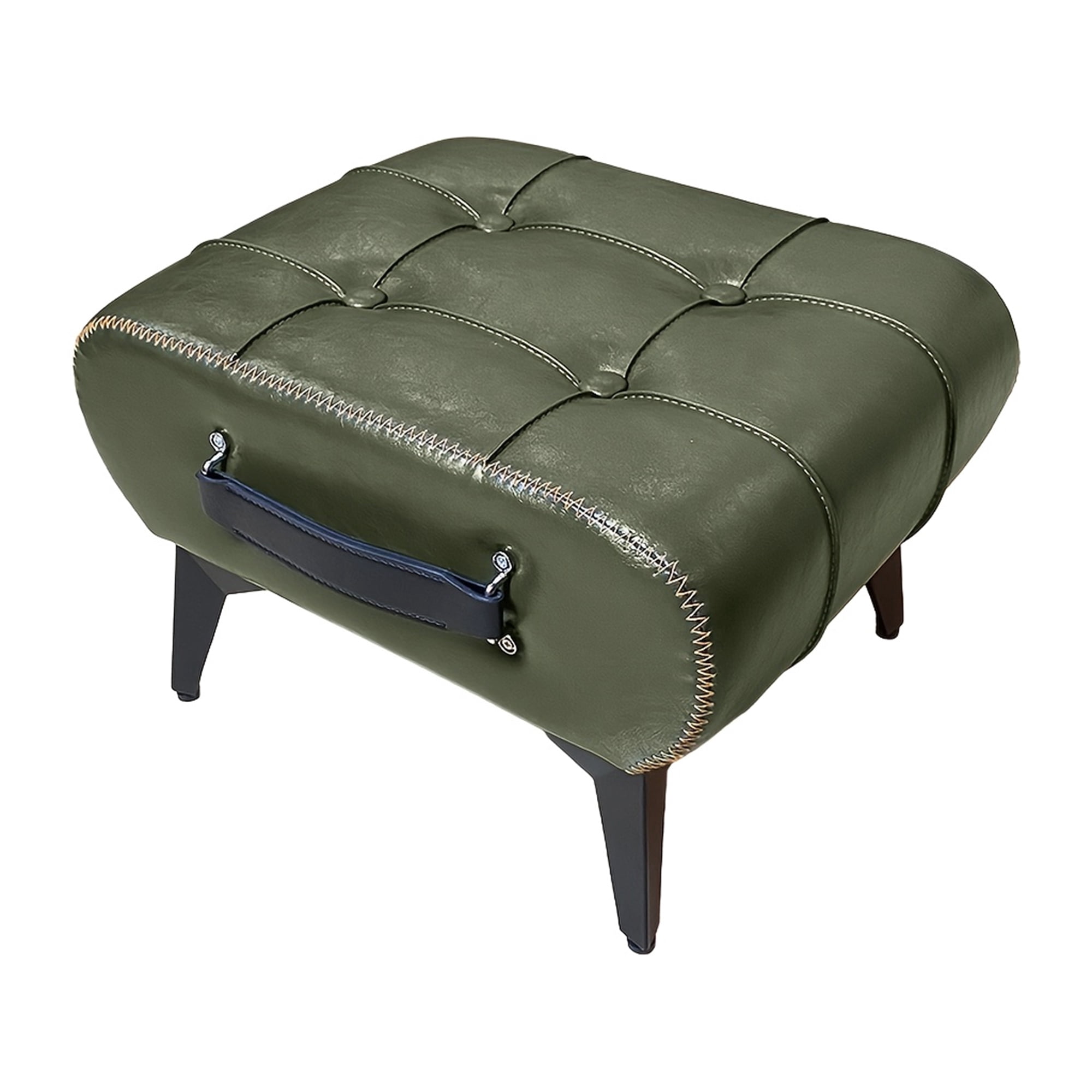 Leather Stool, Equipped With Portable Handles And Metal Legs; Modern Minimalist Square Footstool/Footrest With Hidden Storage Space, Available In Multiple Colors, Suitable For Living Room