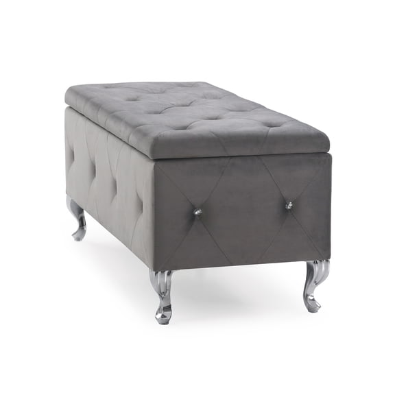 Leather Storage Bench, Multi-functional Shoe-changing Bench for Entryway, Bedroom and Living RoomGrey