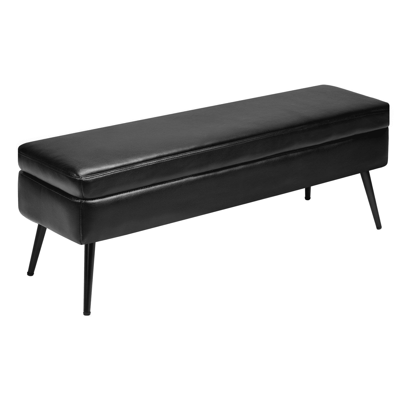 Leather Storage Ottoman Bench, PU Leather Bench with Storage, Metal ...
