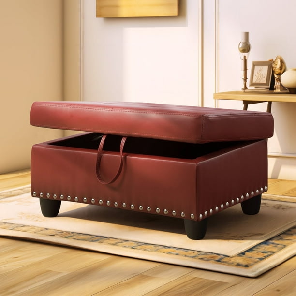 Dark red ottoman discount