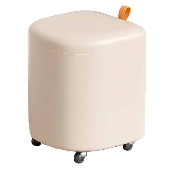 Leather Storage Ottoman With Lid Stackable Pouf Ottoman 360-degree Rotation Footrest Upholstered Storage Foot Stool Vanity Bench Seat For Living Room, Bedroom